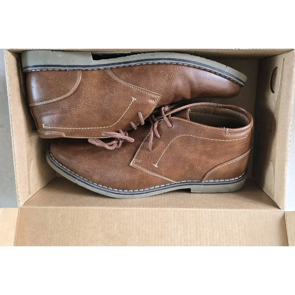 Steve Madden P-SYMIN Men's Short Chukka Boots‎ Cognac Brown Leather SZ 10